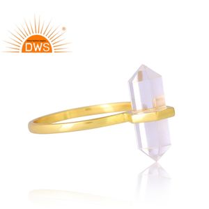 Trending <b>Crystal</b> Quartz Gemstone <b>Ring</b> Gold Plated Sterling Silver 18K 925 Natural New Design Pencil Style for Women 1 Pcs - Product Image 4