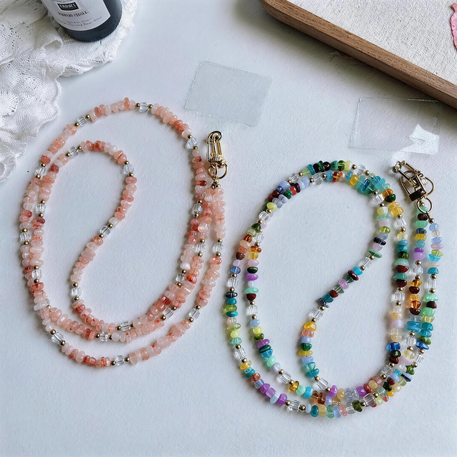 Cartoon Beaded Keychain Creative Phone Strap Bag Charm Unisex Keyring Accessories