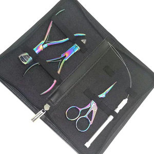 Titane couleur 4 pièces Kit anneaux d'extension de cheveux perles dissolvant pince métal acier pince d'extension de cheveux avec étui - Product Image 6