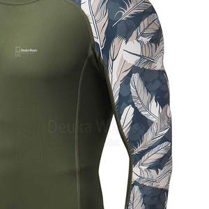 เสื้อและเสื้อท่อนบนผู้ชายแบบสั่งทำ OEM/ODM ออกแบบเองได้ ผลิตจากผ้าสแปนเด็กซ์/โพลีเอสเตอร์ ระบายเหงื่อได้ดี กระชับกล้ามเนื้อ พร้อมบริการพิมพ์ลายแบบซับลิเมชั่นสำหรับผู้ใหญ่ - Product Image 5