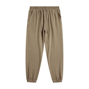 Pantalons de survêtement pour hommes en coton solide, respirants, avec logo brodé, style décontracté, tissu à jambe droite, pantalons de jogging en gros - Product Image 3