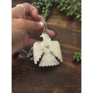 Pendientes Colgantes Hechos a Mano por Artesanos Navajo, Oro Sonora y Plata de Ley, Diseño de Alas de Pájaro del Trueno con Turquesa, para Regalo - Product Image 5