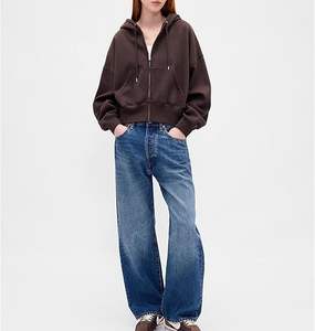 Sudaderas con capucha con cremallera y lavado ácido más vendidas para hombre, ropa de calle con logotipo personalizado, ropa de gimnasio de gran tamaño, sudaderas con capucha y cremallera OEM al por mayor - Product Image 3