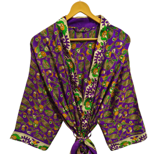 ชุดคลุมสำหรับคลอดของขวัญชุดปาร์ตี้ชายหาดชุดคลุมกิโมโนผ้าไหมส่าหรีพิมพ์ลายอินเดียเสื้อคลุมส่าหรีชุดเจ้าสาว - Product Image 1