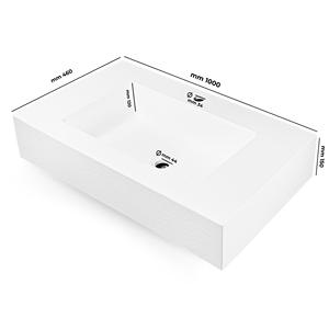 Gaia White Lullaby lavabo sospeso Top in marmo resina asfalto finitura 100x46x15 cm confezione da 1 - Product Image 3