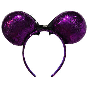H.E.R ACCESSORIES Licensed Disney Minnie Mouse Purple <b>Sequin</b> Ears Costume <b>Headband</b> With Bow and Character Ears Black Bow Ages 3+ - Product Image 2