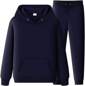 Ensemble de survêtements à capuche en molleton 2 pièces pour homme respirant, écologique, anti-boulochage, impression en relief à motif uni - Product Image 5