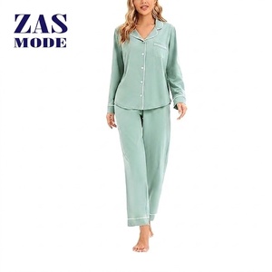 Ensemble de pyjama décontracté en coton pour femme, robe tissée, taille élastique, doux et respirant, idéal printemps-été-automne, motif lettres décontracté - Product Image 1