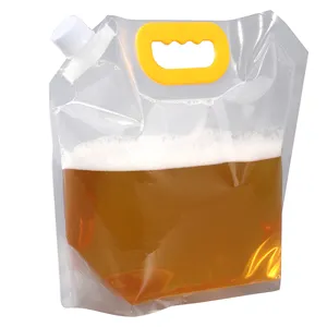 5L Vertical Plastic Beverage Packaging Bag With Spout Bag For Beverage Liquid Transparent Juice Milk Beer Packaging Bag