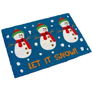 Genuine Quality Widely Selling 100% PVC Backed Coir Doormats with Printed Christmas Design from India