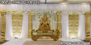 Boda DEL SUR DE LA India, tema dorado, escenario tradicional, toque dorado, escenario de boda, gran tema de Bollywood, decoración de escenario de boda - Product Image 5