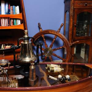 Decoración de pared náutica marítima Vintage de 36 pulgadas, rueda de barco de madera hecha a mano, técnica pintada para oficina en casa o restaurante - Product Image 4