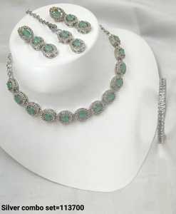 Indian Traditional Kundan Silver Plated Jewellery Set and Copper Necklace Set for Women & <b>Girl</b> Indian <b>Accessories</b> Jewlery Women - Product Image 2