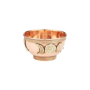 <b>Brass</b> Mounted Triple moon Tibetan Copper offering bowl Great for Altar Use Rituals Incense Smudging and Decoration - Product Image 2