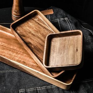 Bandeja de comida para servir de madera de nogal redonda marrón rústica de tamaño pequeño grande personalizada al por mayor con asas bandejas naturales - Product Image 5