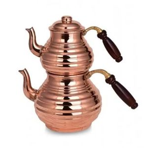 Estufa turca de cobre martillado a mano, hervidor de té en rodajas, juego de teteras de Color níquel - Product Image 3