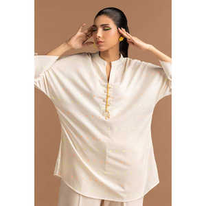 เสื้อคลุมแจ็คการ์ดสีเบจสไตล์ลำลองสำหรับผู้หญิง ทรงหลวม ผ้าชีฟองประดับลูกปัด เหมาะสำหรับงานปาร์ตี้ฤดูร้อน - Product Image 5