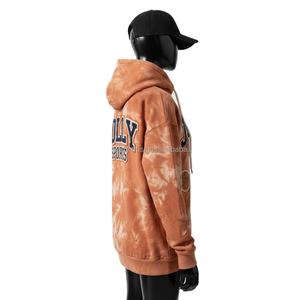 Sweat à capuche Premium pour femme, effet délavé soleil, en molleton de coton doux 320 GSM, style tie-dye marron, avec logo brodé personnalisé, coupe décontractée, lavage délavé - Product Image 5