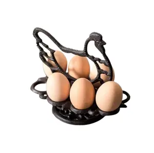 Soporte para huevos en forma de gallina de hierro, cuenco de diseño Popular más vendido con alambre de metal completo a precios al por mayor con tamaños 18x12x16cm