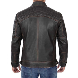Unisex <b>genuine</b> <b>leather</b> <b>jacket</b> classic biker outerwear warm stylish fashion wear slim fit design wholesale custom logo - Product Image 3