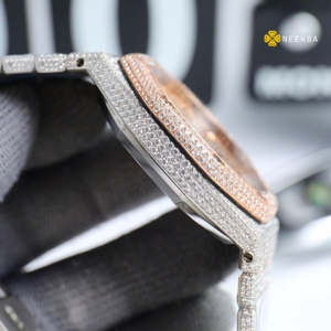 Montre Moissanite 100% faite à la main-Montre glacée pour homme, montre Moissanite Signature haut de gamme qui passe le testeur de diamants d'Inde - Product Image 4