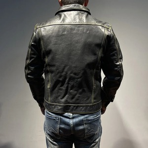 Chaqueta de cuero para hombre estilo de talla grande 5XL piel de vaca natural de un solo pecho Slim Fit chaqueta de abrigo de cuero genuino para hombres - Product Image 3