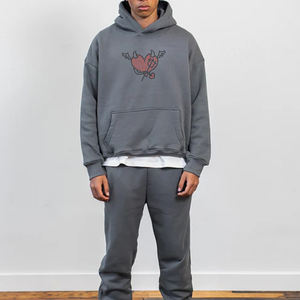 Sudadera con Pedrería Personalizada, Estilo Vintage, Impresión Serigrafiada Decolorada al Sol, Sudadera Gruesa con Lavado Ácido para Hombre, Sudadera con Pedrería de Cristal - Product Image 5