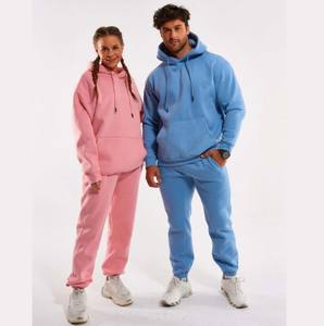 Conjunto de dos piezas personalizado unisex del fabricante, Sudadera con capucha de gran tamaño polar, chándales para correr a prueba de viento, técnica impresa - Product Image 2