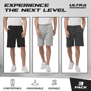 Pantalones cortos deportivos de ultra rendimiento para hombre, ropa deportiva para exteriores, paquete de 3, pantalones cortos informales para entrenamiento en el gimnasio con bolsillos con cremallera, teñido liso - Product Image 5