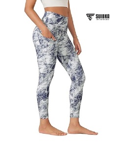 Vente en gros de leggings de yoga taille haute pour femmes vêtements de sport de compression avec logo imprimé DTF OEM Gymwear Seamed Technics - Product Image 6