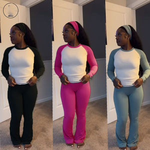 Ropa de contraste para mujer, ropa de gimnasio, mallas ligeras de manga larga de cintura alta, conjuntos de Yoga, conjunto de salón de Fitness para mujer - Product Image 3