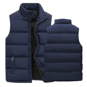 Chaqueta de chaleco para hombre, chaquetas cálidas sin mangas, abrigo impermeable de invierno con cremallera, chaleco informal con cuello levantado de otoño, ropa de marca - Product Image 1
