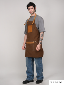 Cape de cuisine avec logo personnalisé durable pour salon de coiffure et barbier Tablier en toile en cuir pour femmes et hommes - Product Image 2