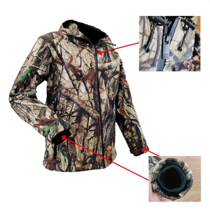 Ensemble complet personnalisé de vêtements de chasse imperméables d'hiver, camouflage uni, unisexe, veste softshell, pantalon, coupe-vent, respirant - Product Image 2