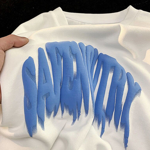 T-shirts imprimés bouffants 3D graphiques 100% coton blanc uni coupe ample T-Shirt imprimé bouffé lourd de haute qualité pour hommes - Product Image 1