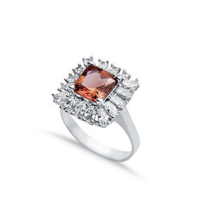 Bague Sultanite taille princesse pierre précieuse à changement de couleur carrée avec CZ conique en gros bijoux en argent sterling 925 - Product Image 1