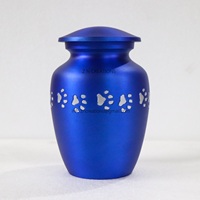 Urne funéraire moderne en aluminium gravée en forme de cœur pour animaux de compagnie, bleue, mini, artisanale, pour cendres, petite, souvenir