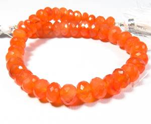 Cuentas cortadas facetadas de cornalina naranja, hebra de 8 ", 7-8mm, cuentas de piedras preciosas Briolette Rondelle de cornalina Natural - Product Image 3