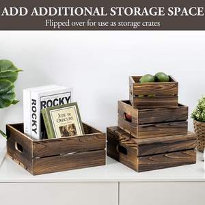 Burnt Wood <b>Cupcake</b> <b>Stand</b> Nesting Cake <b>Stand</b> Appetizer and Dessert Riser Wooden Crate Style Storage Organizer Set of 4 - Product Image 3