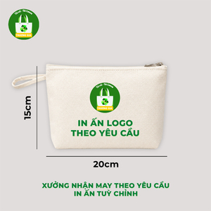Truong Gia Canvas Tote Bag 20x15cm Zipper Wallet Custom Logo Printed Shopping Bag - Product Image 2