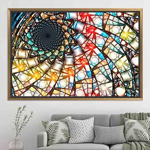 Toile murale imprimée style vitrail : Décoration élégante pour la maison, TOILE ENCADRÉE DORÉE - Product Image 1