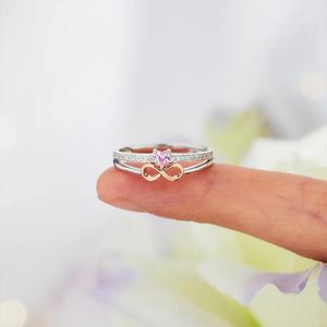 แหวนรูปหัวใจสองสี Jeulia Infinite Love ทำจากเงินสเตอร์ลิงประดับเพชรซิร์คอนสำหรับงานแต่งงาน - Product Image 6