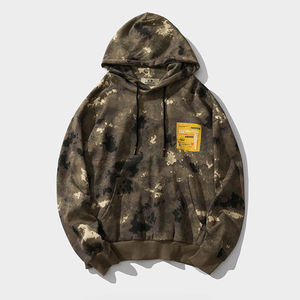 Vente en gros 100% coton pull à capuche personnalisé manteau d'hiver pour hommes impression bouffante motif solide Camouflage finition délavée en vrac - Product Image 6