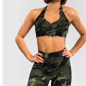 Custom Womens Sports Bra Forest Camo Pattern Gym Fitness Bra OEM Available - Product Image 3
