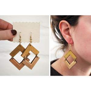 Lujosos pendientes de diseñador, venta al por mayor, declaración pintada Vintage, joyería de moda étnica, pendientes de gota de madera para mujeres africanas - Product Image 5