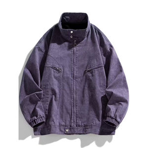 Veste en jean denim 2025 nouveauté violet hommes nouveau Style coton mode bleu hommes décontracté lavage à l'acide veste en jean avec Logo personnalisé - Product Image 1