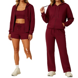 Conjunto Deportivo de 2 Piezas para Mujer, Color Rosa Intenso, Sudadera con Capucha y Pantalones Cortos o Largos, Logotipo Personalizado, Ropa Deportiva de Moda 2026 - Product Image 4