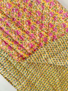 Couvre-lit réversible en coton imprimé floral de Jaipur, style indien - Product Image 3