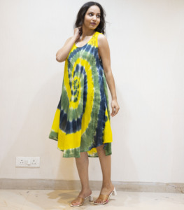 ชุดเดรสผ้าเรยอนหลากสีสำหรับผู้หญิงชุดเดรสคอกลมแขนสั้นพิมพ์ลายชวนฝันใส่เที่ยวทะเลสำหรับฤดูร้อนและชุดลำลอง - Product Image 2