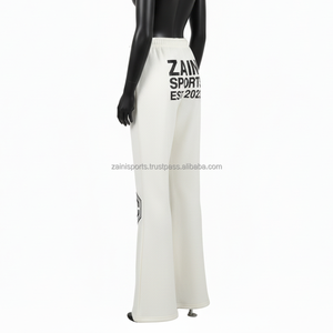 กางเกงผ้าถักคอตตอนโพลีจีเอสเอ็ม280พรีเมี่ยมสำหรับผู้หญิงกางเกงสีขาวพร้อมเปลวไฟออกแบบโลโก้ได้ตามต้องการ - Product Image 5